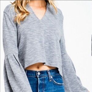 Cropped Hooded Knit Top
